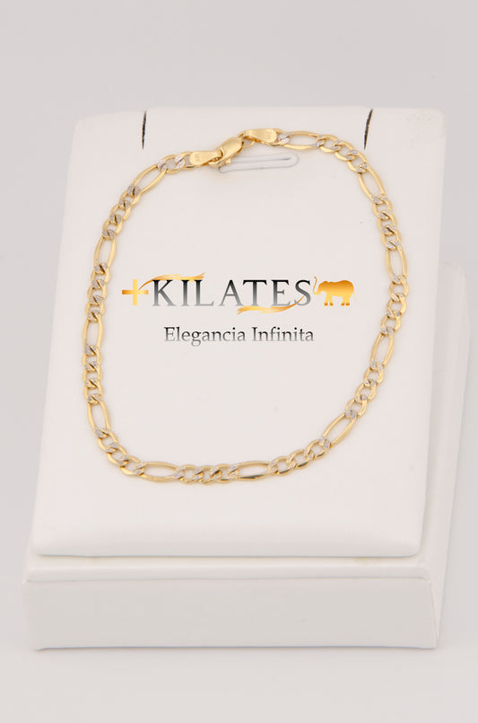 "PULSERA DE 20.6CM PARA ADULTO ESTILO 3+1 DIAMANTADA . ORO 10K #775-2851"