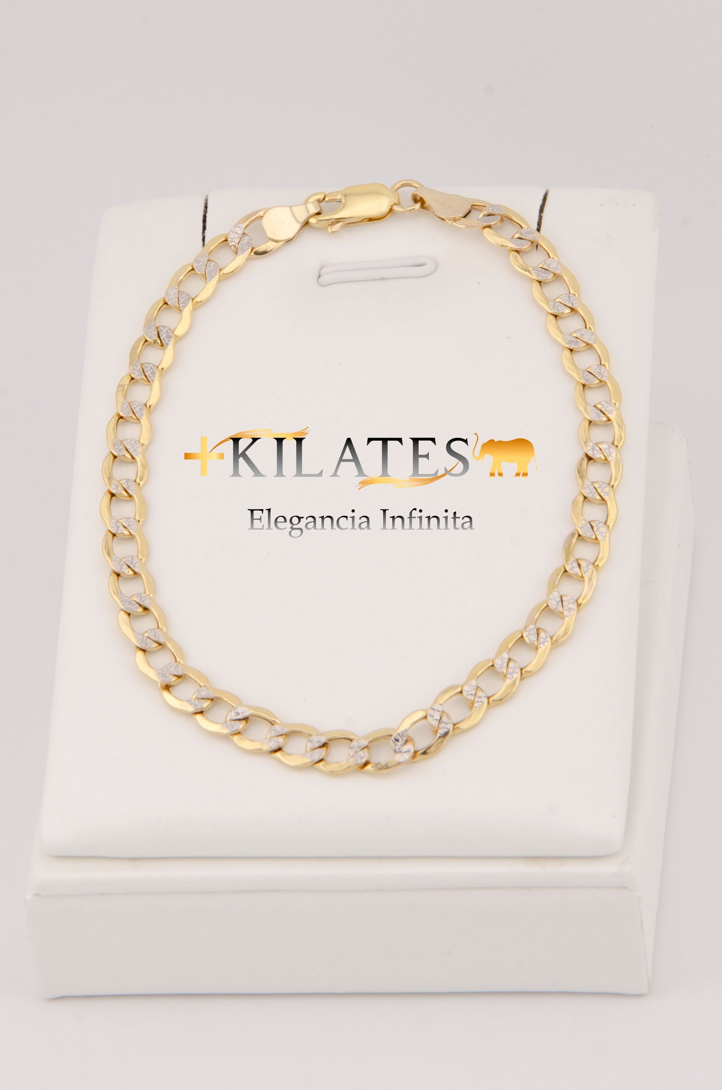 "PULSERA DE 21CM PARA ADULTO ESTILO CUBANA DIAMANTADA . ORO 10K #775-2852"