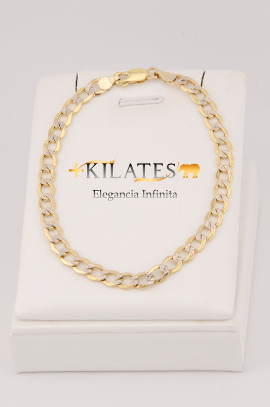 "PULSERA DE 21CM PARA ADULTO ESTILO CUBANA DIAMANTADA . ORO 10K #775-2852"