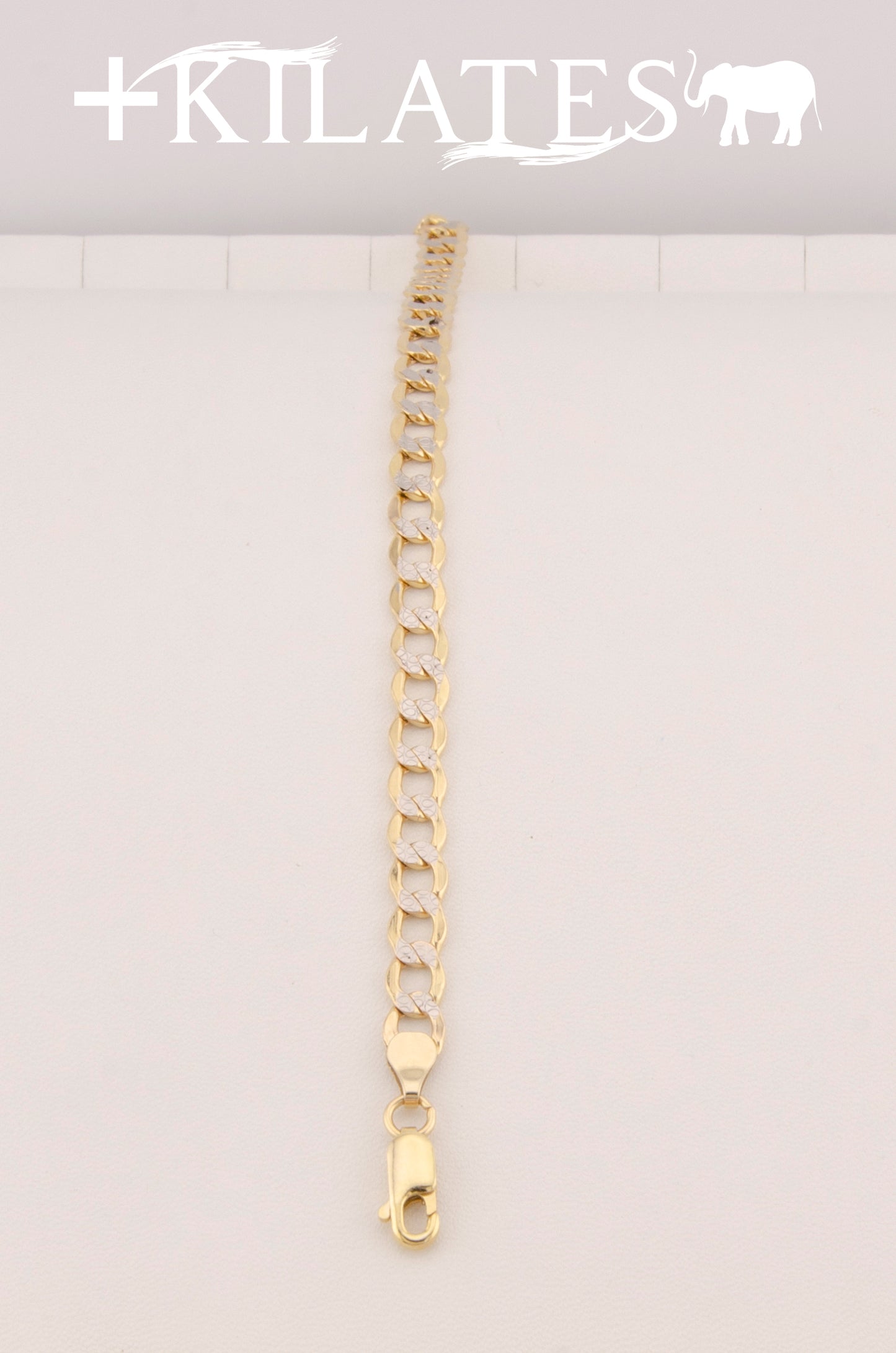 "PULSERA DE 21CM PARA ADULTO ESTILO CUBANA DIAMANTADA . ORO 10K #775-2852"