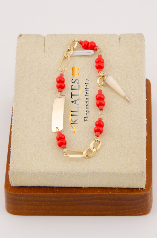 "PULSERA PARA BEBE CON PLACA #7.ORO 10K #775-2900"