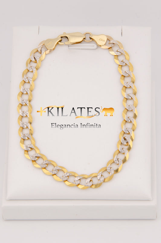 "PULSERA DE 20CM PARA ADULTO ESTILO CUBANA DIAMANTADA. ORO 14K #775-2903"