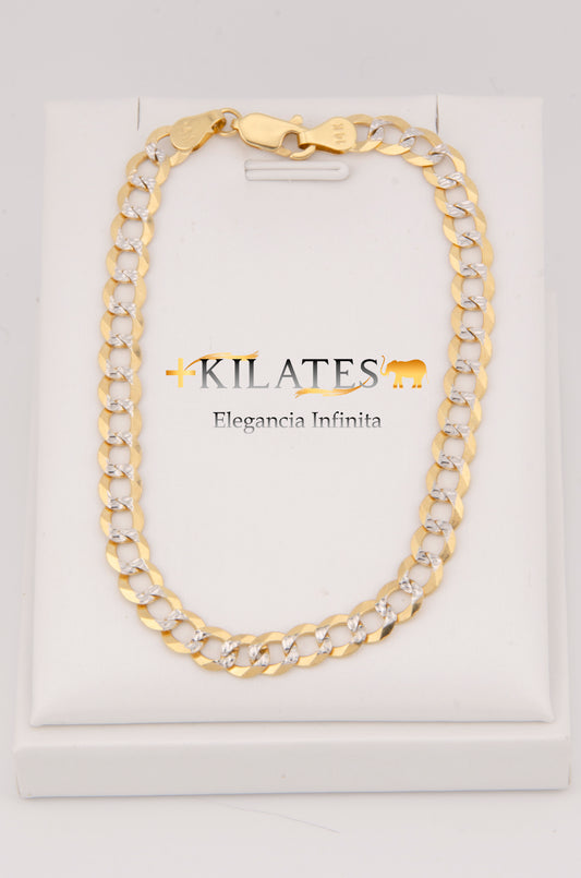 "PULSERA DE 21CM PARA ADULTO ESTILO CUBANA DIAMANTADA. ORO 14K #775-2904"