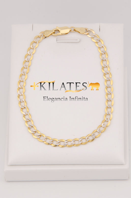 "PULSERA DE 20CM PARA ADULTO ESTILO CUBANA DIAMANTADA. ORO 14K #775-2905"