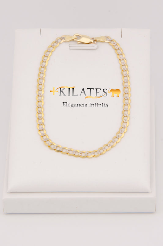 "PULSERA DE 17.5CM PARA ADULTO ESTILO CUBANA DIAMANTADA. ORO 14K #775-2906"