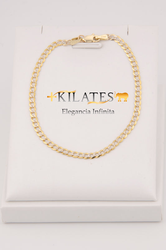 "PULSERA DE 17.5CM PARA ADULTO ESTILO CUBANA DIAMANTADA. ORO 14K #775-2907"