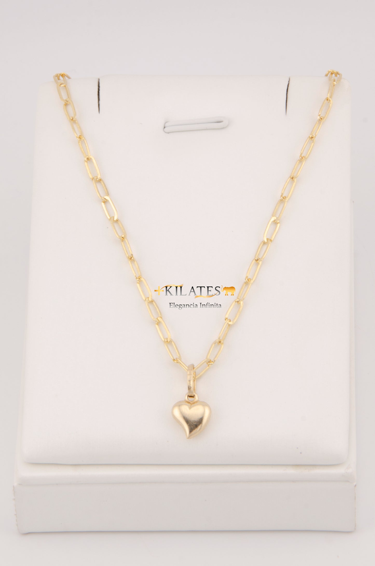 "CADENA DE 50CM PARA ADULTO ESTILO CLIP CON DIJE DE CORAZON DORADO. ORO 10K #775-2984"