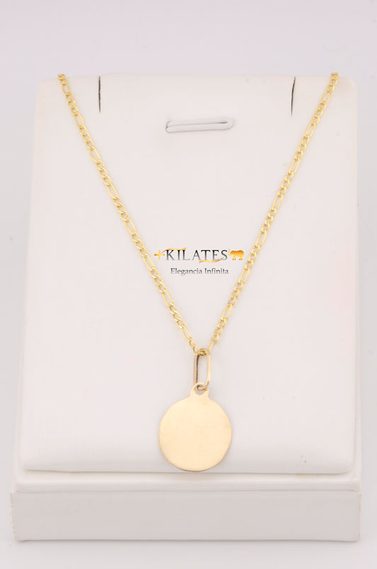 "CADENA DE 50CM PARA ADULTO ESTILO 3+1 CON DIJE DE PLACA. ORO 10K #775-3171"