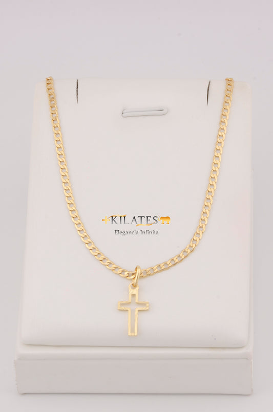 "CADENA DE 50CM PARA ADULTO ESTILO CUBANA CON DIJE DE CRUZ. ORO 10K #775-3211"