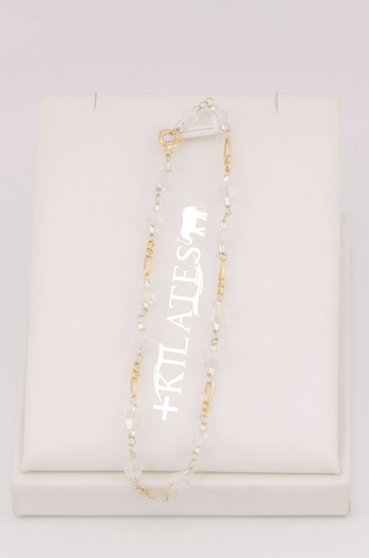 "PULSERA CRISTALES SWAROSKY BLANCOS . ORO 10K #775-3331"