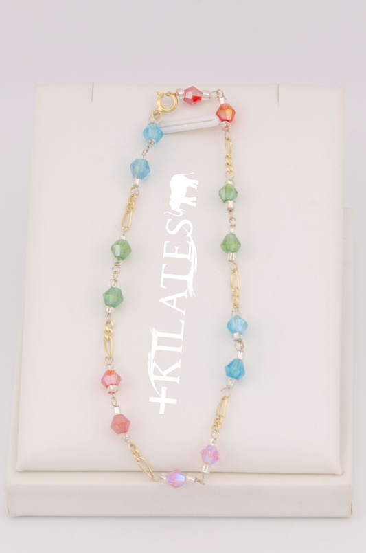 "PULSERA CRISTALES SWAROSKY DE COLORES. ORO 10K #775-3330"