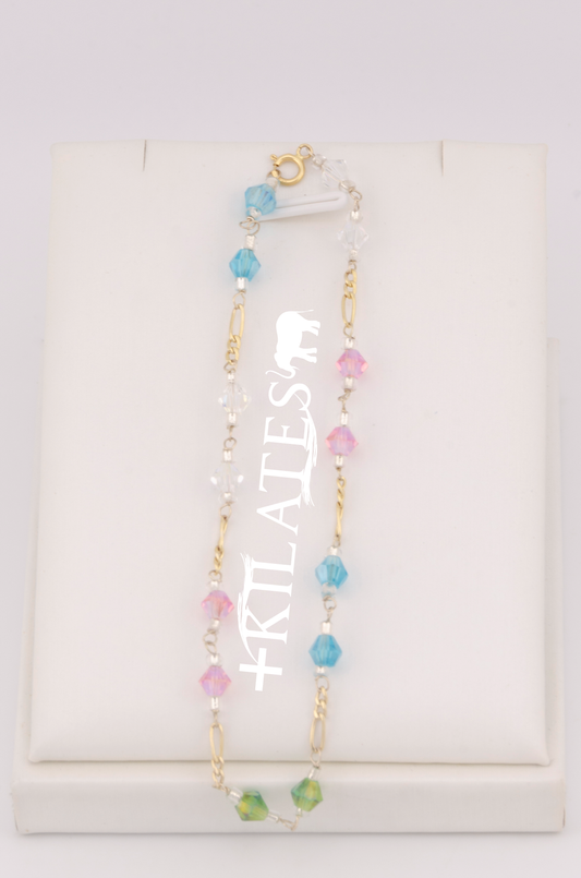 "PULSERA CRISTALES SWAROSKY DE COLORES. ORO 10K #775-3335"