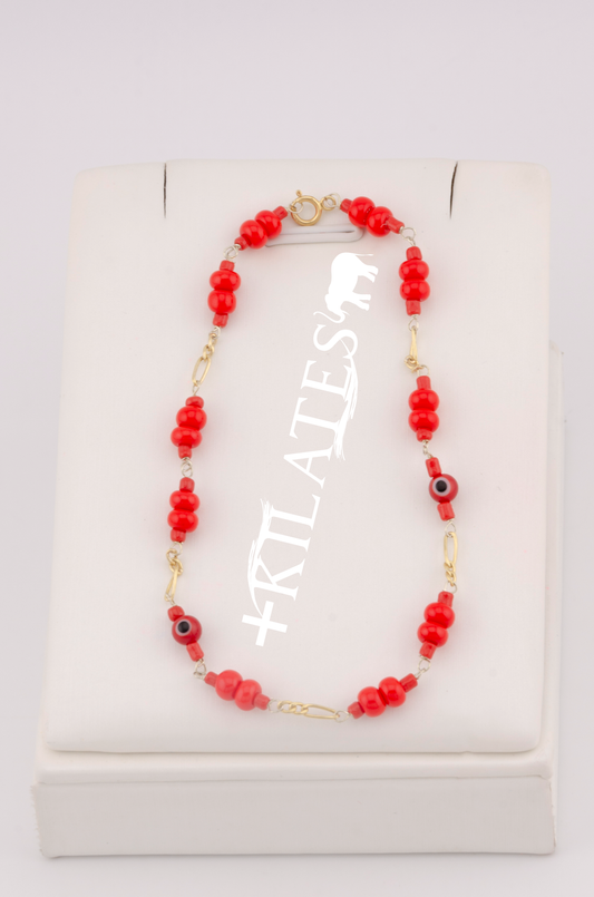 "PULSERA PARA ADULTO DE 21CM CON OJO TURCO. ORO 10K #775-3340"