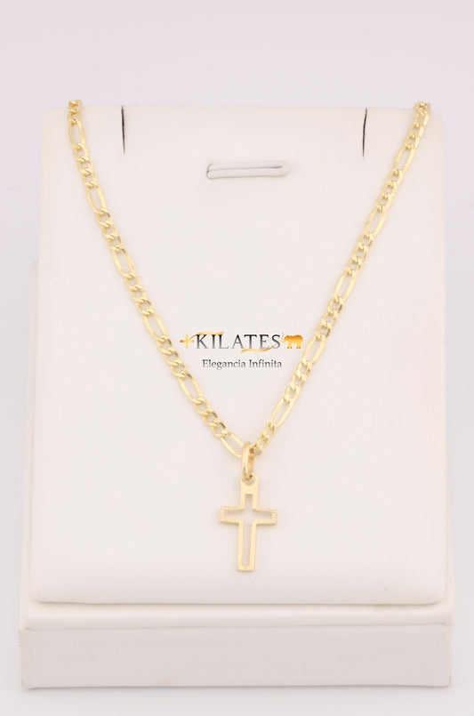 "CADENA DE 40CM PARA NIÑ@ ESTILO 3+1 CON DIJE DE CRUZ. ORO 10K #775-3386"