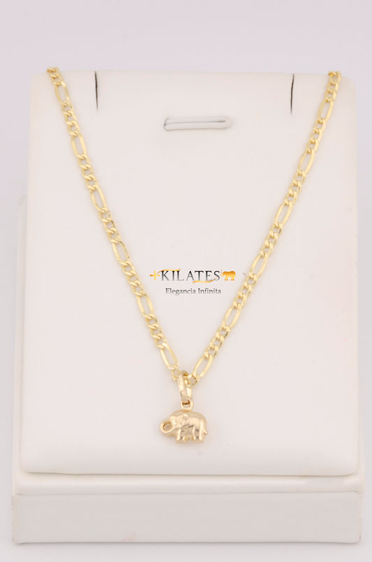"CADENA DE 40CM PARA NIÑ@ ESTILO 3+1 CON DIJEDE ELEFANTE. ORO 10K #775-3390"