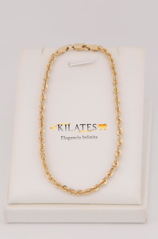 "PULSERA PARA ADULTO DE 21.8CM ESTILO LAZO. ORO 10K #775-3445"