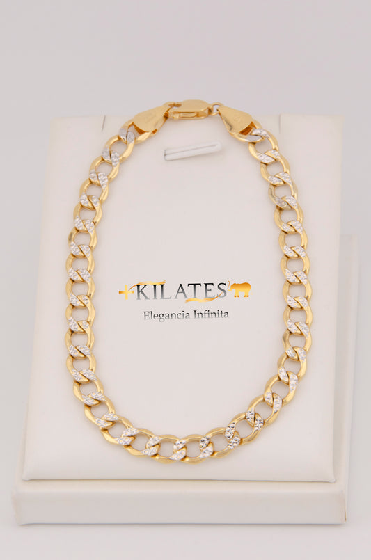 "PULSERA PARA ADULTO DE 21.5CM ESTILO CUBANA DIAMANTADA. ORO 10K #775-3443"