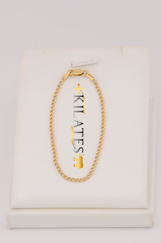 "PULSERA PARA NIÑ0 DE 14CM ESTILO CUBANA. ORO 10K #775-3447"