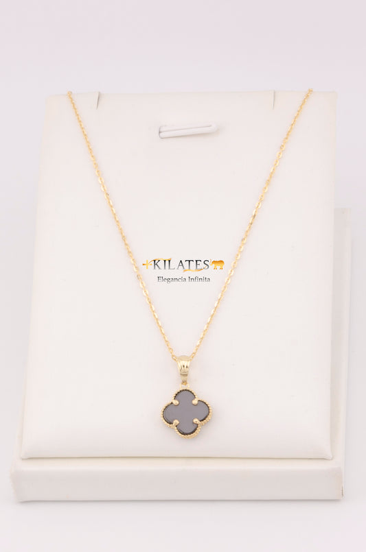 "CADENA PARA ADULTO DE 45CM ESTILO CUADRADO SOLIDA CON DIJE DE TREBOL. ORO 10K #775-3454"