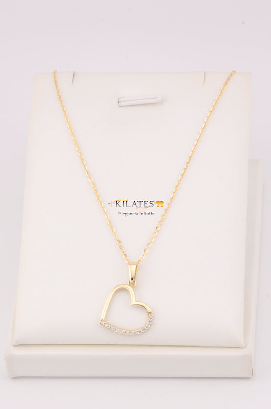 "CADENA PARA ADULTO DE 45CM ESTILO CUADRADO SOLIDA CON DIJE DE CORAZON. ORO 10K #775-3455"