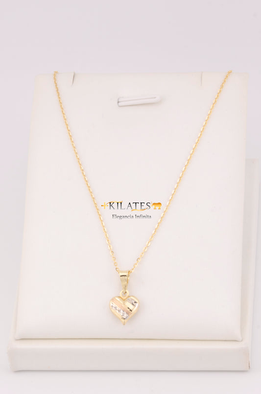 "CADENA PARA ADULTO DE 45CM ESTILO CUADRADO SOLIDA CON DIJE DE CORAZON. ORO 10K #775-3456"