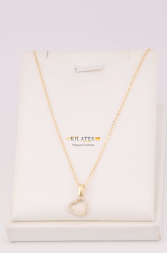 "CADENA PARA ADULTO DE 45CM ESTILO CUADRADO SOLIDA CON DIJE DE CORAZON. ORO 10K #775-3457"
