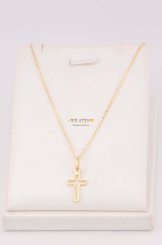 "CADENA PARA ADULTO DE 45CM ESTILO CUADRADO SOLIDA CON DIJE DE CRUZ. ORO 10K #775-3458"