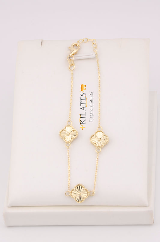 "PULSERA AJUSTABLE DE 16.5-18.5 PARA ADULTO DE TREBOL VAN CLEEF. ORO 10 #775-3459"