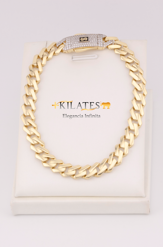 "PULSERA MONACO PARA ADULTO DE 22CM. ORO 10K #775-3492"