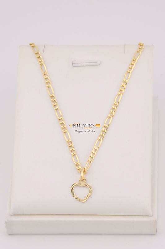 "CADENA  DE 50CM PARA DAMA ESTILO 3 +1  CON DIJE DE CORAZON. ORO 10K #775-3502"