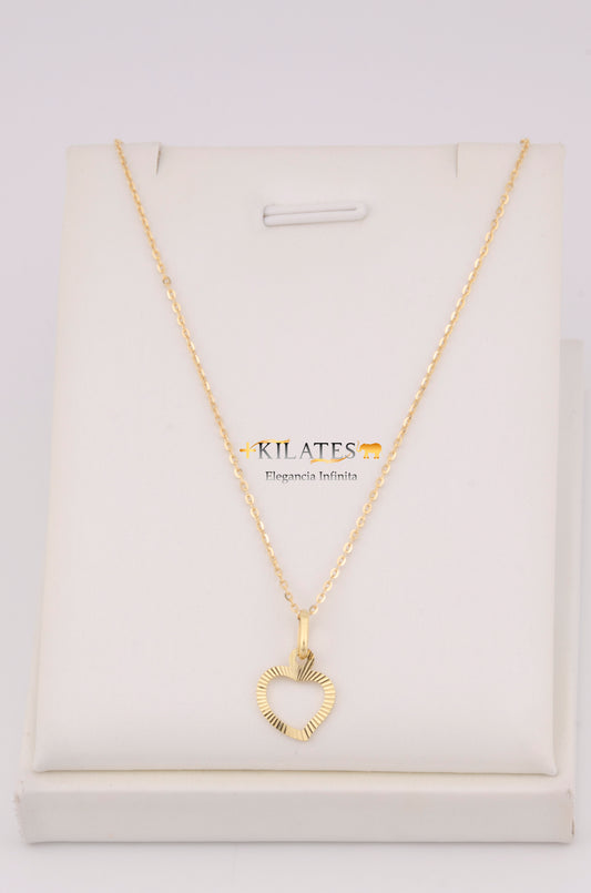 "CADENA  DE 50CM PARA DAMA ESTILO  CUADRADA SOLIDA CON DIJE DE CORAZON. ORO 10K #775-3498"