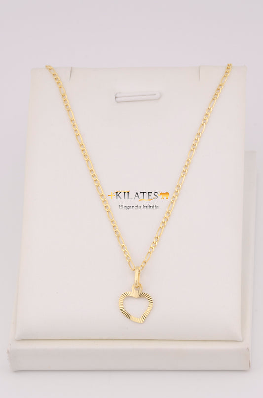 "CADENA  DE 50CM PARA DAMA ESTILO 3 +1  CON DIJE DE CORAZON. ORO 10K #775-3500"