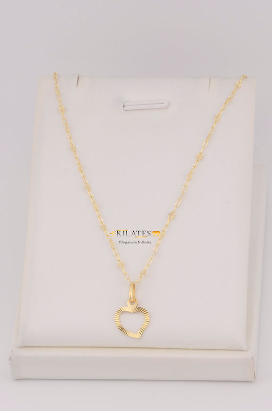 "CADENA  DE 50CM PARA DAMA ESTILO LLUVIA  CON DIJE DE CORAZO. ORO 10K #775-3529"