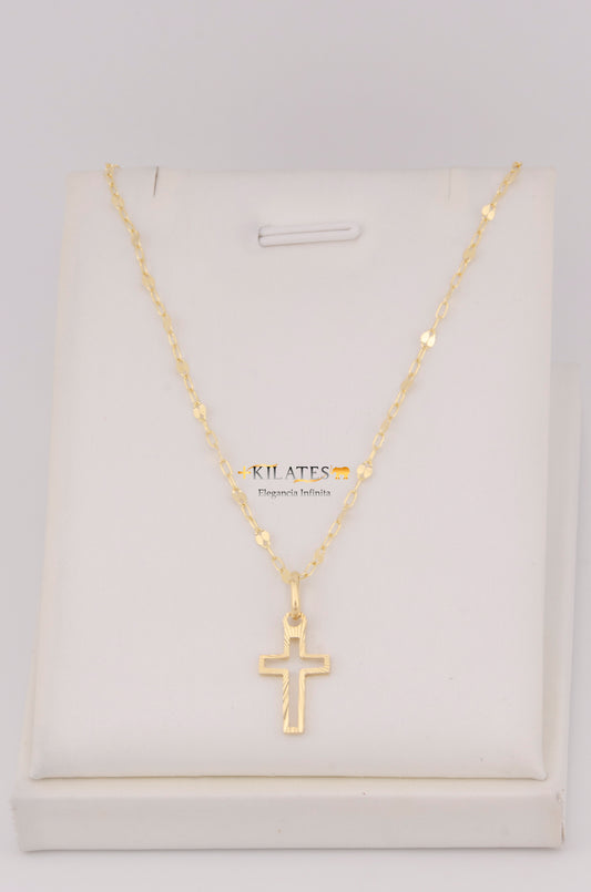 "CADENA  DE 50CM PARA DAMA ESTILO LLUVIA  CON DIJE  CRUZ.  ORO 10K #775-3532"
