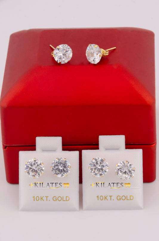 "ARETES PREMIUM DE ZIRCONIA BLANCA. ORO 10K #775-3544"
