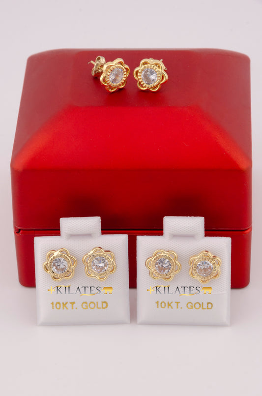 "ARETES PREMIUM GRANDES DE GARDENIAS BLANCAS. ORO 10K #775-3547"