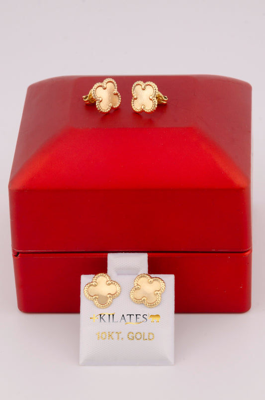 "ARETES PREMIUM DE TREBOL VAN CLEEF DORADOS. ORO 10K #775-3548"