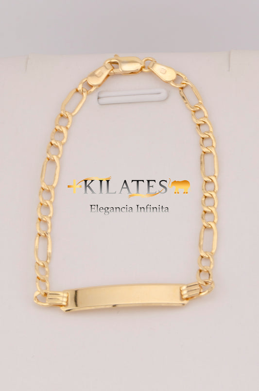 "PULSERA PARA NIÑO DE 14.5CM ESTILO 3+1. ORO 10K #775-3553"