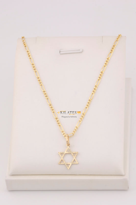 "CADENA PARA ADULTO DE 60CM ESTILO 3+1 CON DIJE DE ESTRELLA. ORO 10K #775-3587"