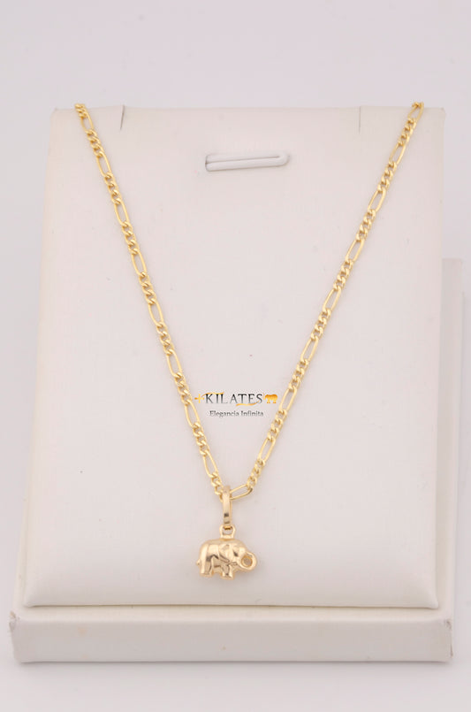"CADENA PARA ADULTO DE 60CM ESTILO 3+1 CON DIJE DE ELEFANTE PEQUEÑO. ORO 10K #775-3591"