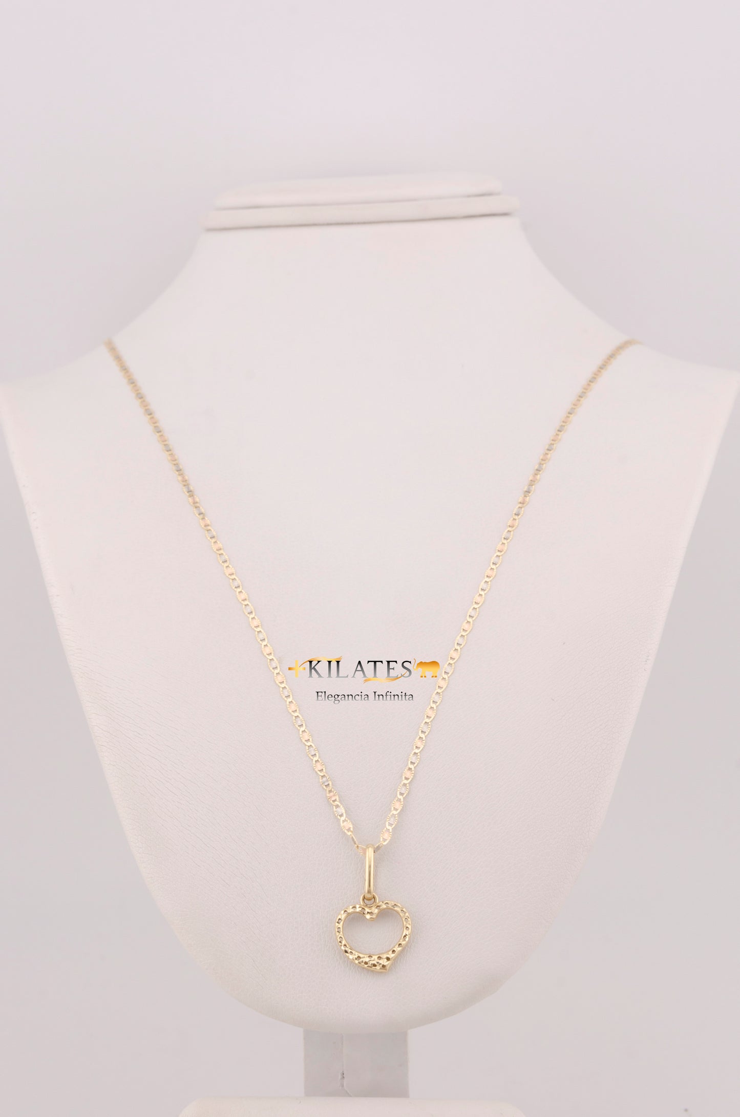 "CADENA PARA DAMA ESTILO 3 OROS CON DIJE DE CORAZON DORADO. ORO 10K #775-3632"