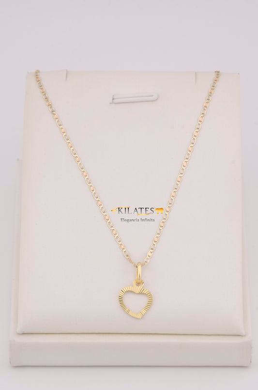 "CADENA PARA DAMA ESTILO 3 OROS CON DIJE DE CORAZON. ORO 10K #775-3631"