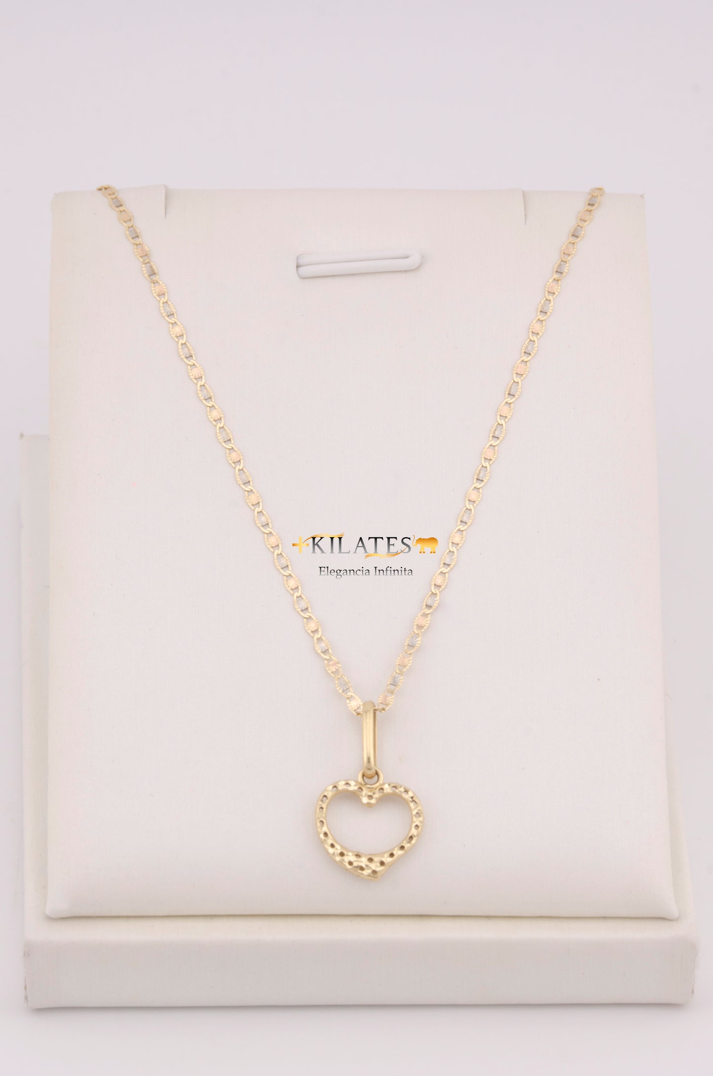 "CADENA PARA DAMA ESTILO 3 OROS CON DIJE DE CORAZON DORADO. ORO 10K #775-3632"