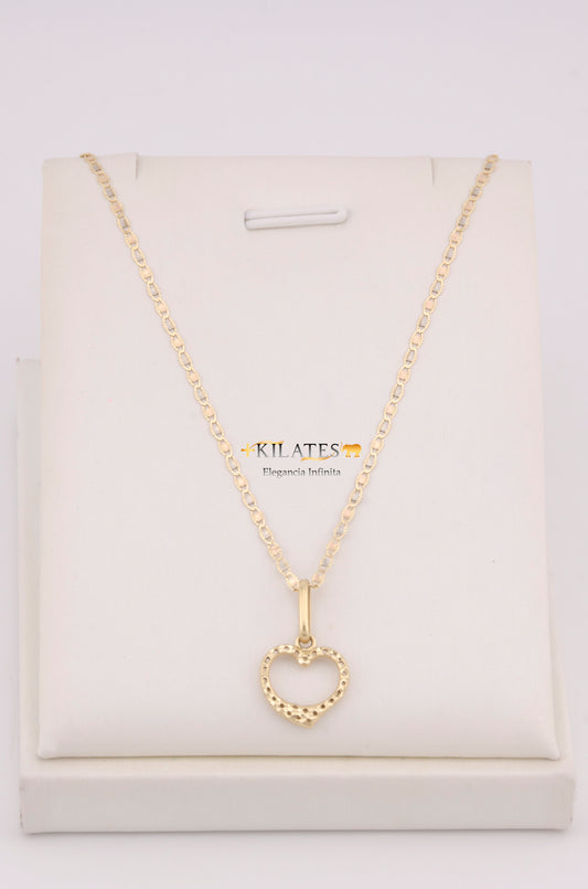 "CADENA PARA DAMA ESTILO 3 OROS CON DIJE DE CORAZON DORADO. ORO 10K #775-3632"