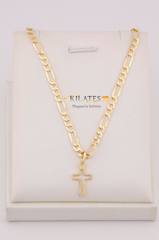 "CADENA PARA DAMA ESTILO 3+1  CON DIJE DE CRUZ . ORO 10K #775-3653"