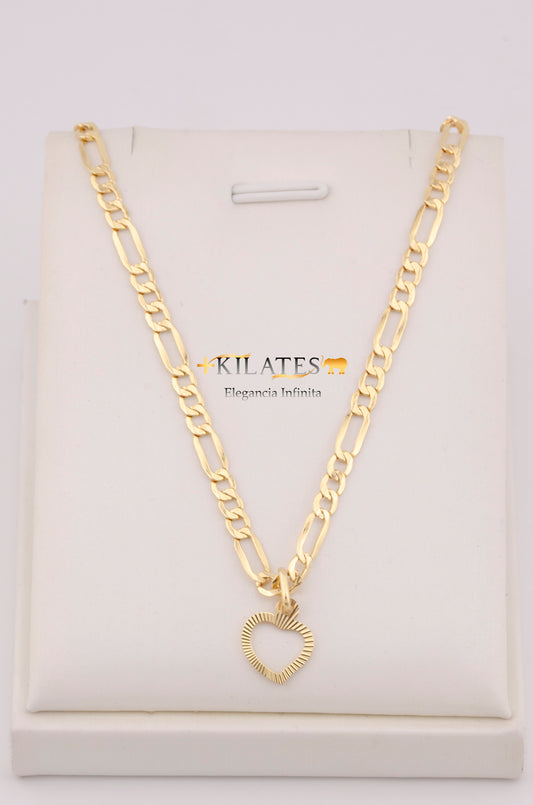 "CADENA PARA DAMA ESTILO 3+1  CON DIJE DE CORAZON DORADO. ORO 10K #775-3658"