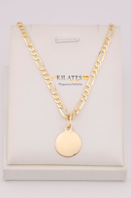 "CADENA PARA DAMA ESTILO 3+1  CON PLACA. ORO 10K #775-3662"
