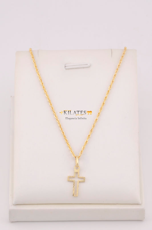 "CADENA PARA DAMA ESTILO LAZO CON DIJE DE CRUZ. ORO 10K #775-3675"