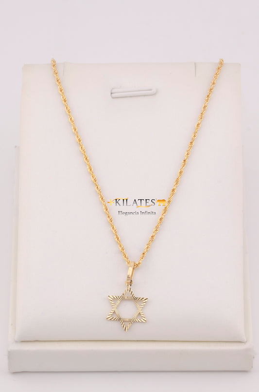 "CADENA PARA DAMA ESTILO LAZO CON DIJE DE ESTRELLA DE DAVID. ORO 10K #775-3677"