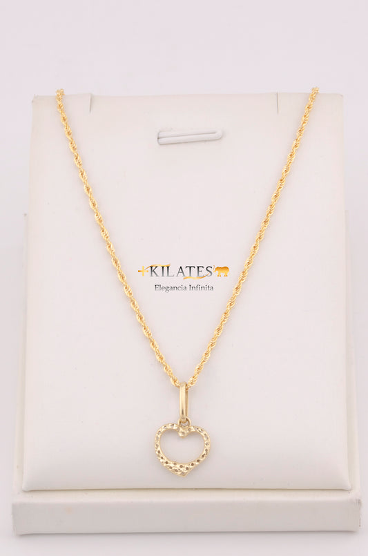 "CADENA PARA DAMA ESTILO LAZO CON DIJE DE CORAZON DORADO. ORO 10K #775-3683"